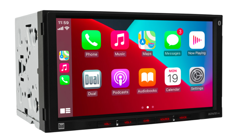 Dual DCPA701-4 7" Double-Din Radio, Mechless, Apple Carplay, Android Auto