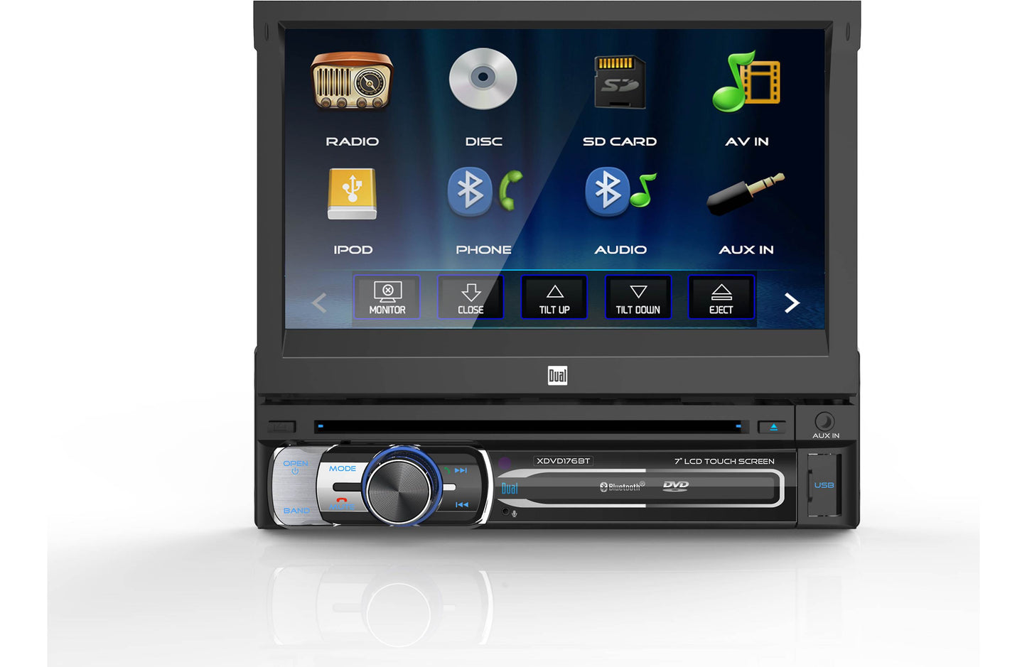 Dual XDVD176BT Single-Din w 7" Motorized Screen, Bluetooth