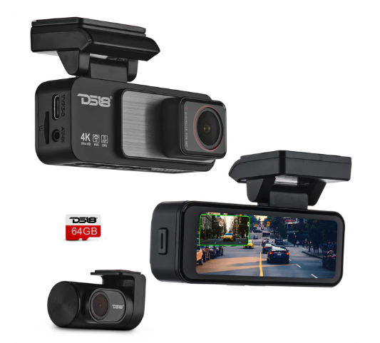 DS18 EAGLE-M2 Dual Front/Rear Dash Mount Camera with Wi-Fi, GPS, Parki ...