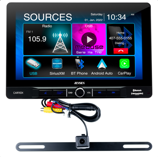 Jensen CAR110X 10.1″ Receiver with Apple CarPlay and Android Auto W/Camera
