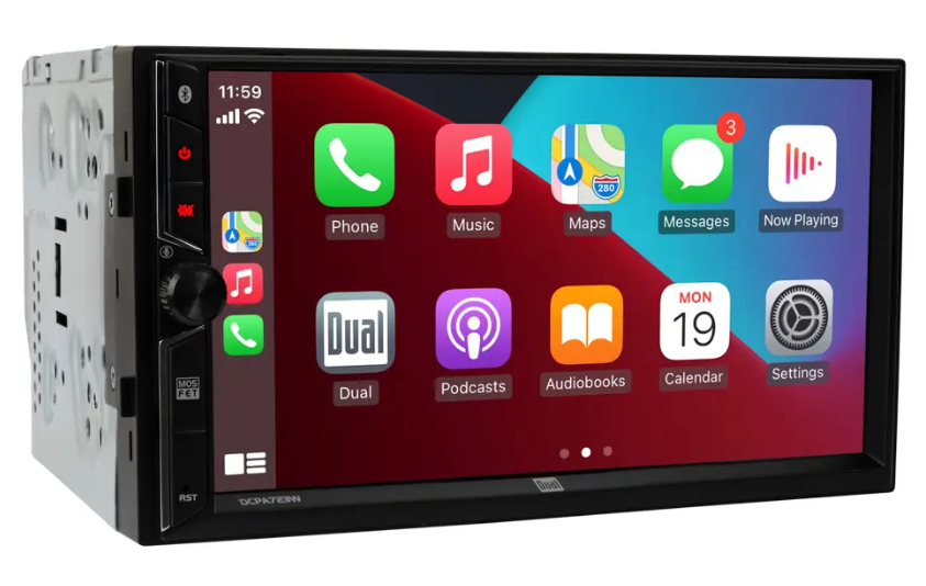 Dual DCPA723W 7" Double-Din Radio, Mechless, Wireless Apple Carplay, Android Auto