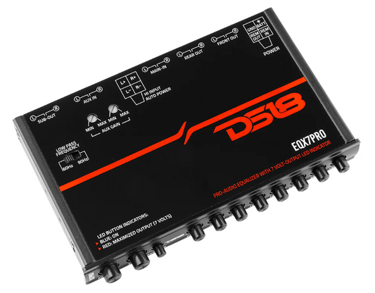 DS18 EQX7PRO 7 Band Equalizer with High Level Input, Auto Turn On, High Volt LED