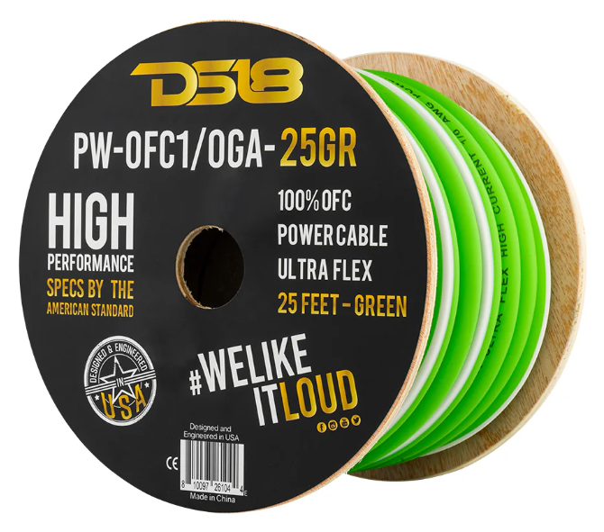 DS18 PW-OFC1/0GA-25 0 Gauge 100% OFC Power / Ground Cable