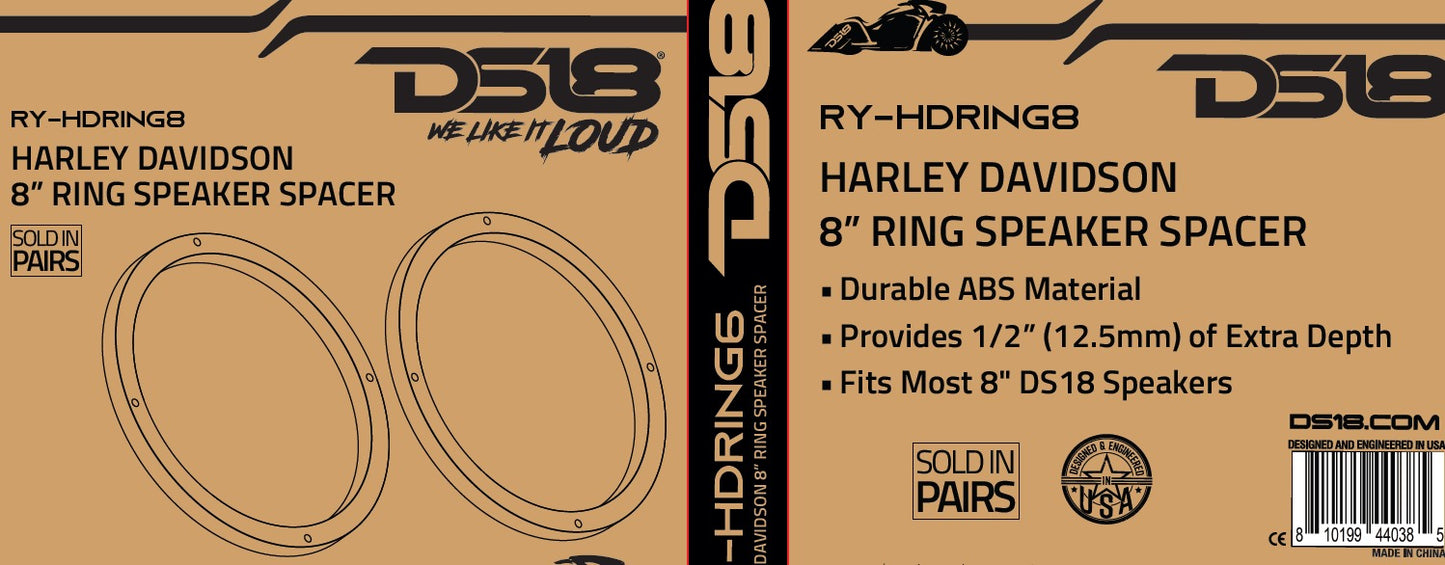 DS18 RY-HDRING8 Harley Davidson 8" Speaker Spacer Rings