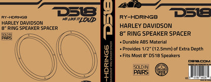 DS18 RY-HDRING8 Harley Davidson 8" Speaker Spacer Rings