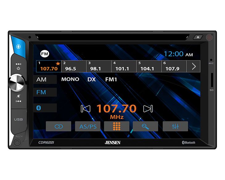 Jensen CDR6221 Double-Din Radio with CD/DVD, Bluetooth