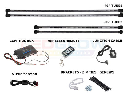 LEDGlow LU-UB-MW40.3 - 4pc Million Color Wireless Remote Underbody Kit