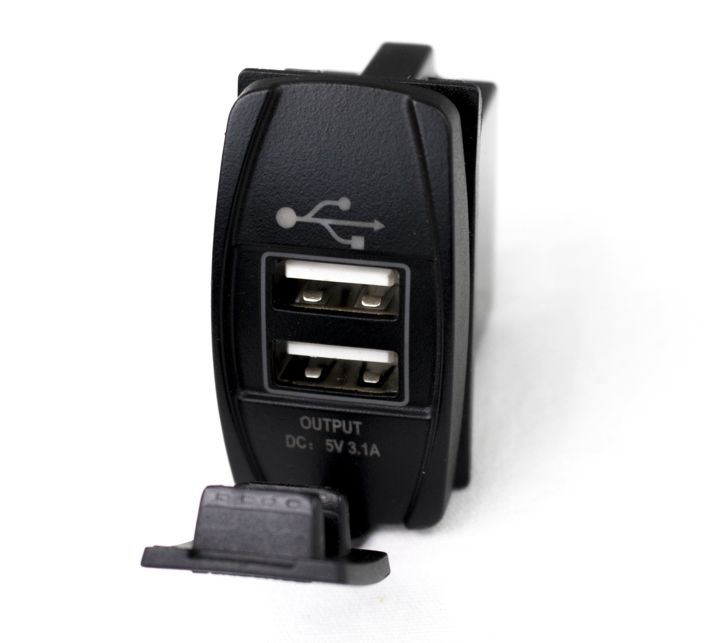 LED Rocker Switch 2-Port USB Charge Panel w/ White Radiance