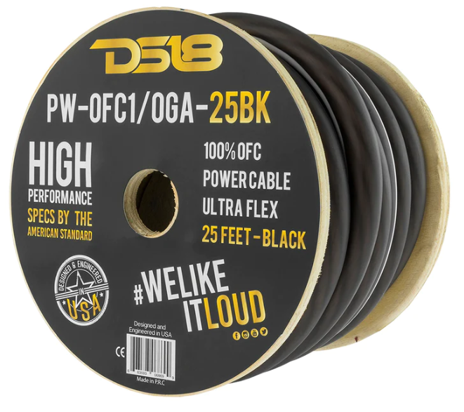 DS18 PW-OFC1/0GA-25 0 Gauge 100% OFC Power / Ground Cable