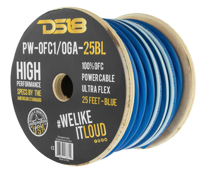 DS18 PW-OFC1/0GA-25 0 Gauge 100% OFC Power / Ground Cable